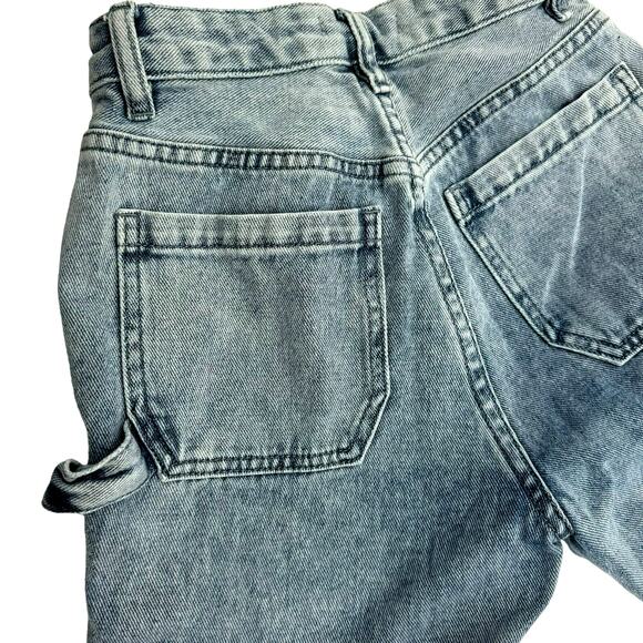 PACSUN Women's 24 Vintage Daisy Carpenter Blue Jeans Side Slit High Rise y2k 90s - Picture 5 of 11